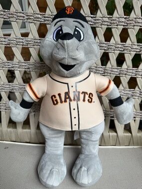 MLB Plush Mascot in Gray with Orange and Black Logo